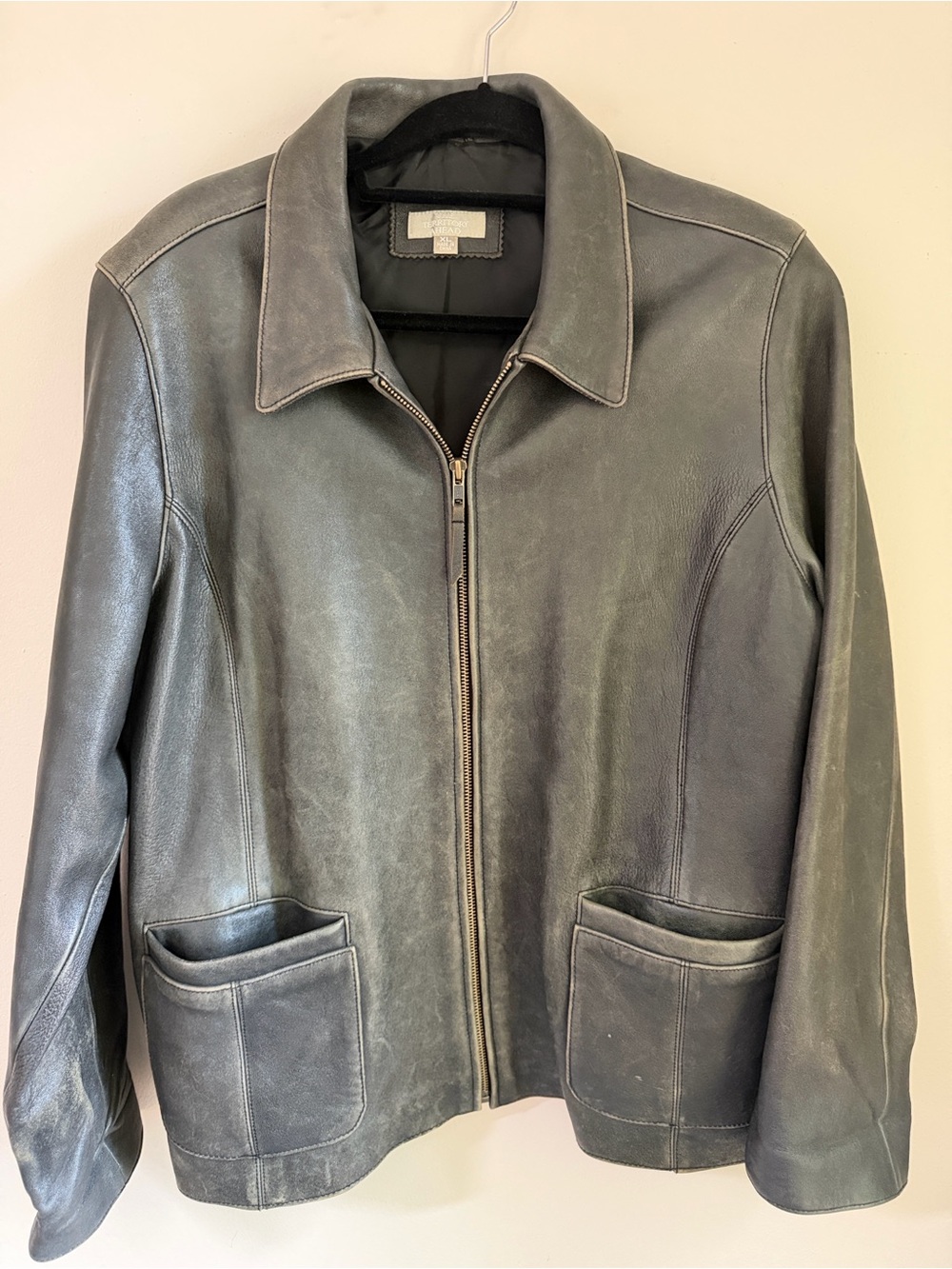 The Territory Ahead Leather Bomber Jacket in Gray
